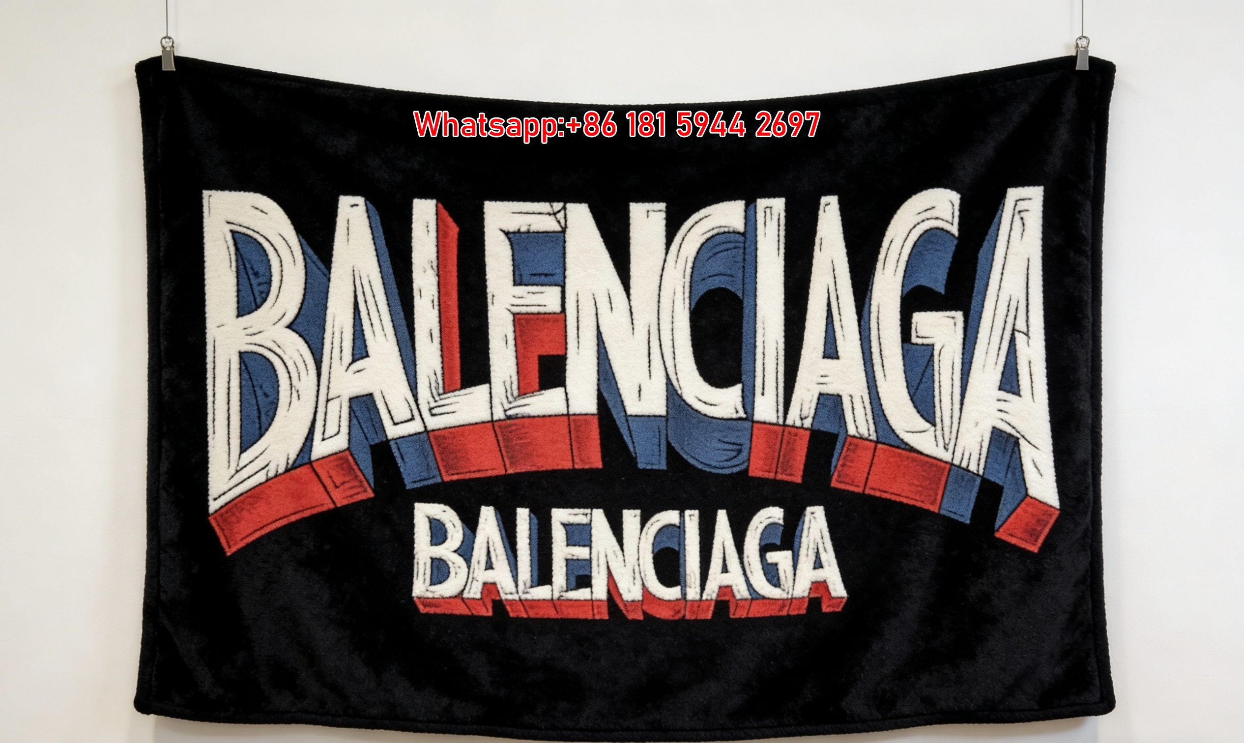 Balenciaga 3D Retro Letter Print Flannel Sofa Throw Blanket Luxury Brand Cover BA029